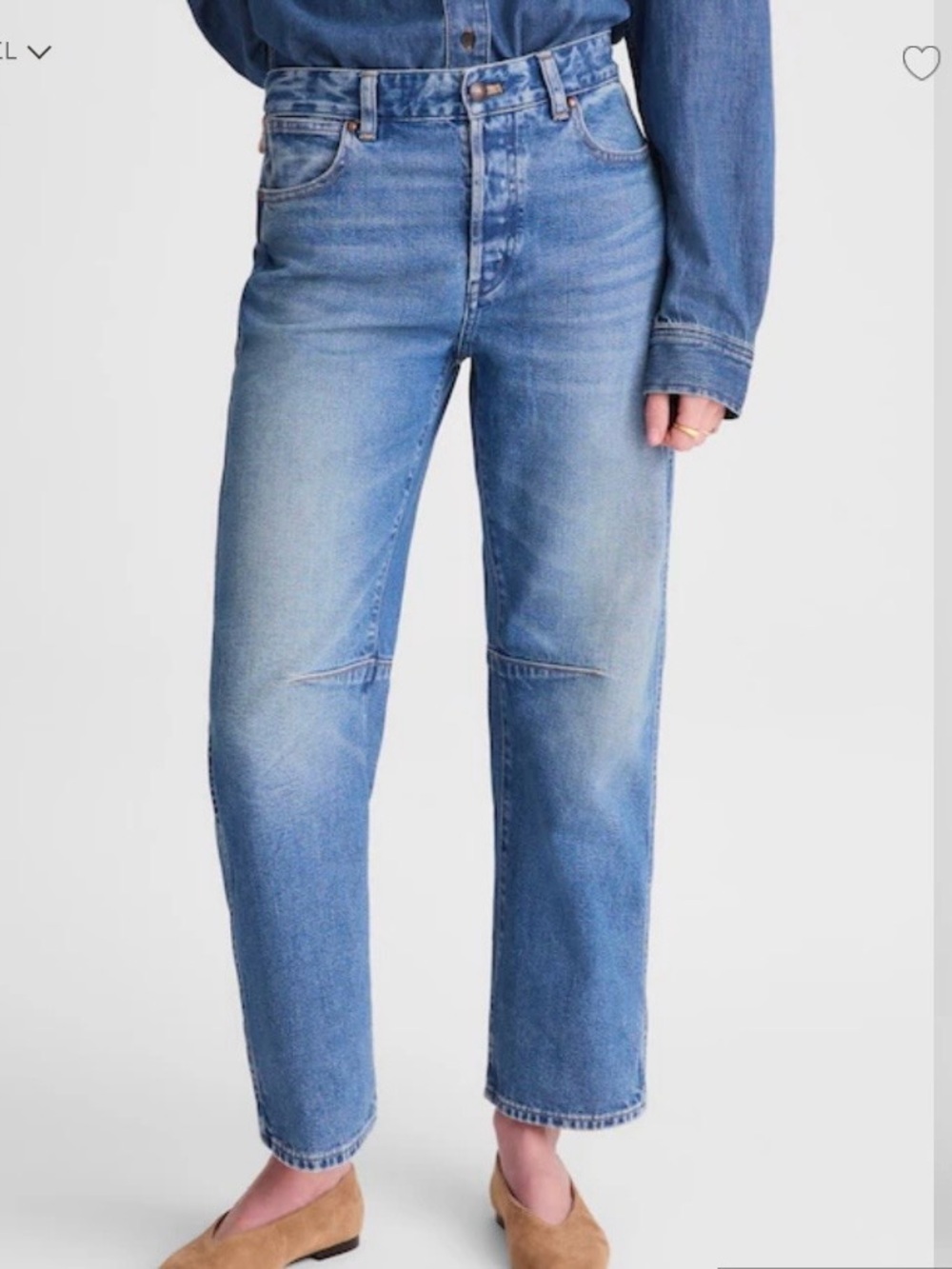 Madewell the darted barrel-leg Jeans in Medium Blue Wash Sz 27